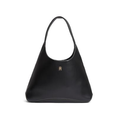 Hobo TOMMY HILFIGER "TH EVERYDAY HOBO", Damen, Gr. B/H/T: 45cm x 27,5cm x 13cm, schwarz, Lederimitat, Taschen Hobo, Damen Schultertasche, Umhängetasche mit TH-Logoemblem