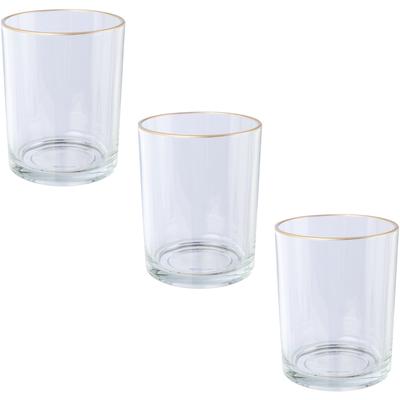 Teelichthalter CREATIV DECO "Weihnachtsdeko", transparent, H:12,5cm Ø:10cm, Glas, Kerzenhalter, Teelichthalter, mit zartem goldfarbenen Rand