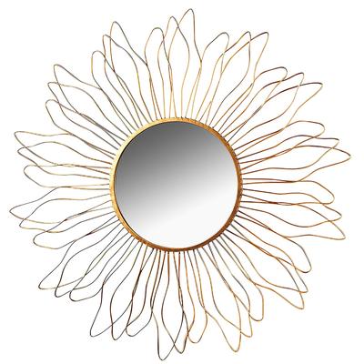 Wandspiegel LOCKER "Wandspiegel SUN - rund -", gold (goldfarben), B:80cm H:2cm T:80cm Ø:80cm, Metall, Spiegel, Wandspiegel