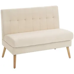 STILVORA 2-Sitzer-Sofa Kautschukholz Beige 118x68x90 cm mit getufteter Rückenlehne