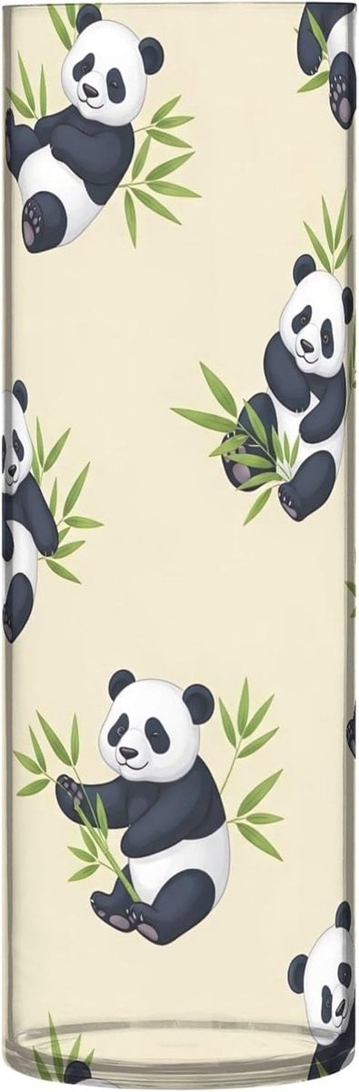Panda Bamboe Decoratieve Cilinder Vaas - Beige - Hoogte: 30 cm