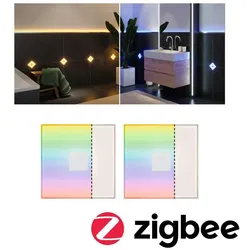 Paulmann 78412 2er-Set LumiTiles LED Fliesen Square 100x10mm 0,8W dimmbar modern Regenbogen/ Weiß+ Weiß Kunststoff/Aluminium