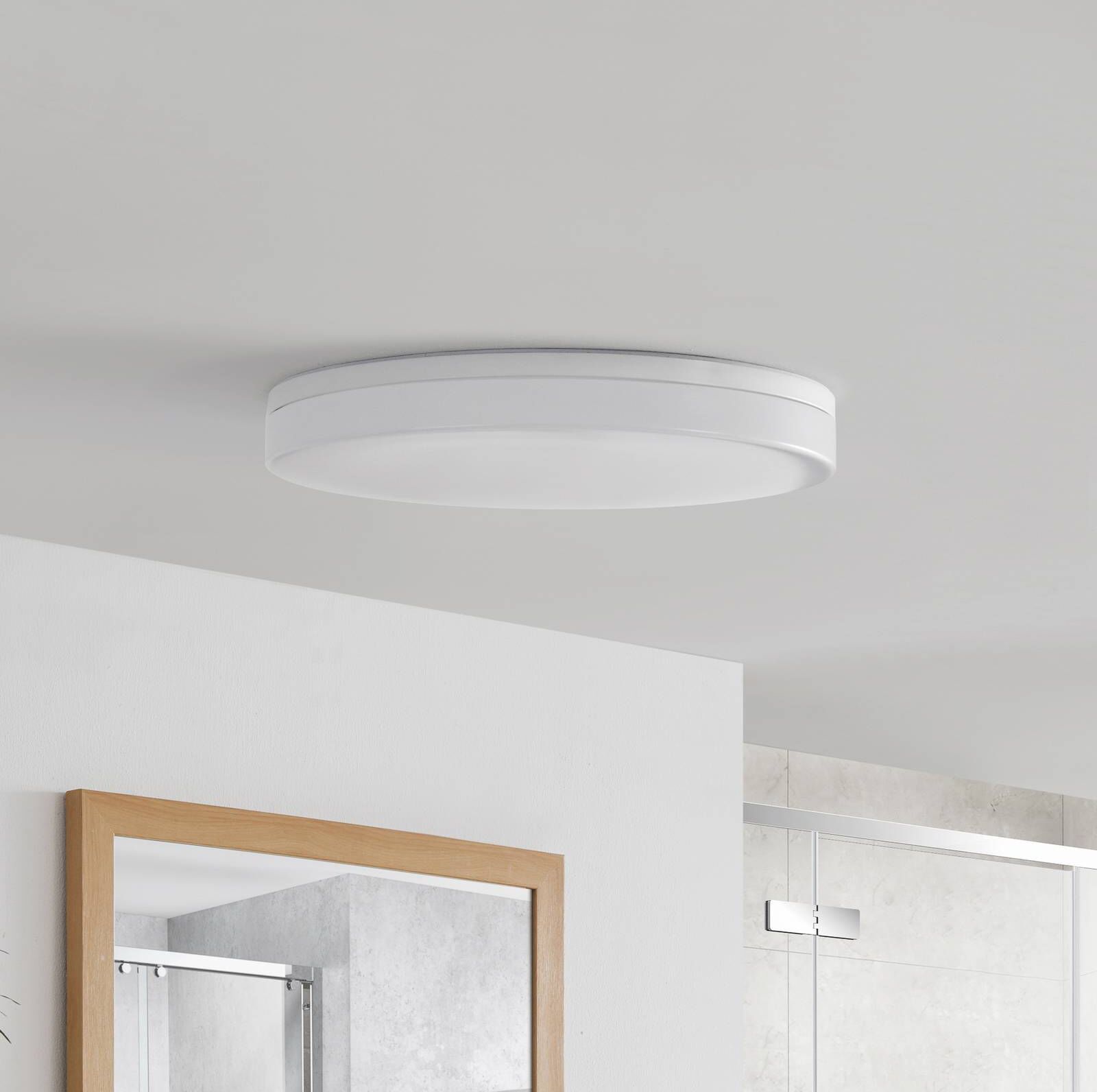 LED Ceiling Light Wynion PRIOS, dimmable, White / opal, Bathroom, Plastic, Modern, Ceiling Light