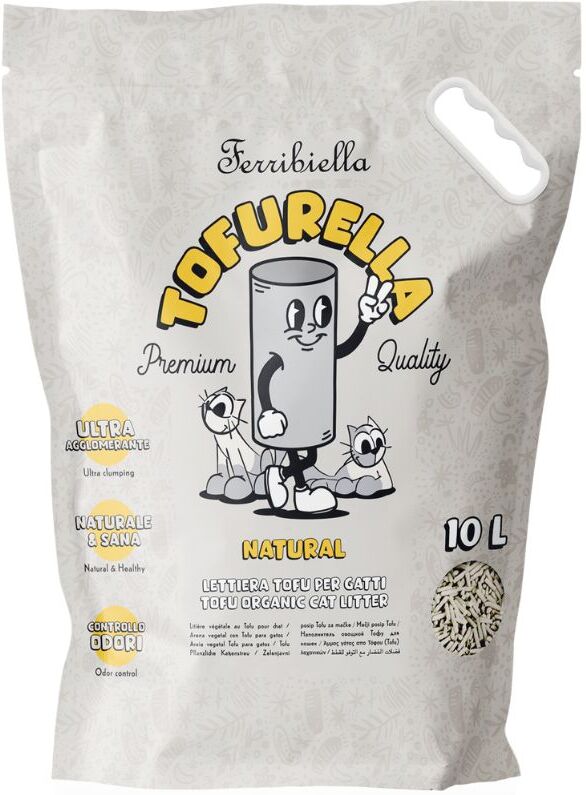 Ferribiella Lettiera al Tofu per Gatti Tofurella Natural Biodegradabile Agglomerante 10 lt