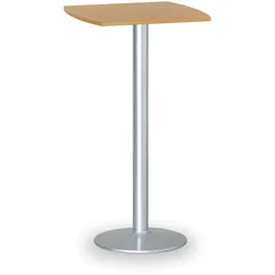 Cocktailtisch, Partytisch OLYMPO II, 66x66 cm, graues Fußgestell, Platte Buche