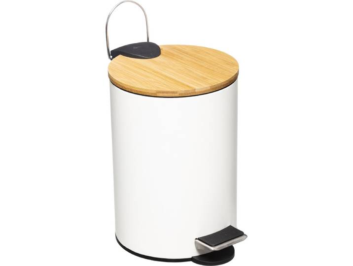5Five Prullenbak/pedaalemmer - wit - metaal - 3 liter - 17 x 24 cm - Voor badkamer en toilet