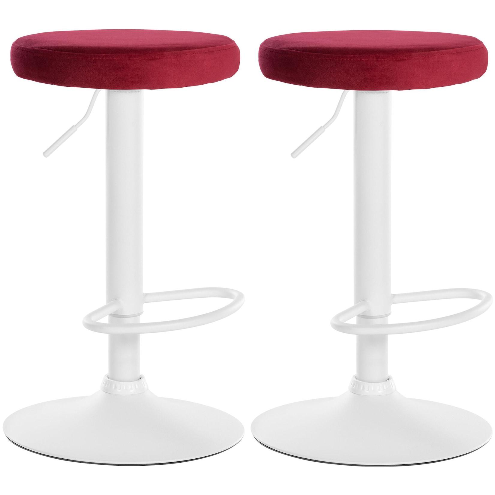 CLP 2er Set Barhocker Ponte Samt weiß Farbe: rot, Material Gestell: Metall matt weiss