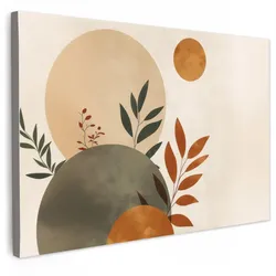 LEINWANDBILD Formen - Rund - Blätter - Beige XXL 150x100 cm