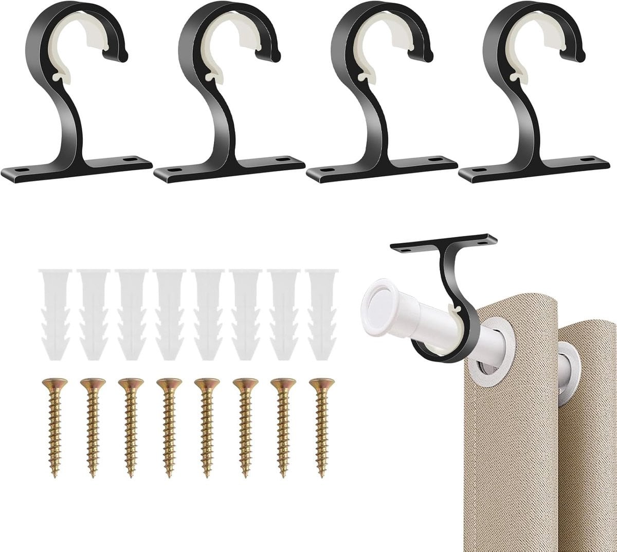 Famanu Wandmontage Stang in Aluminium, Zwart
