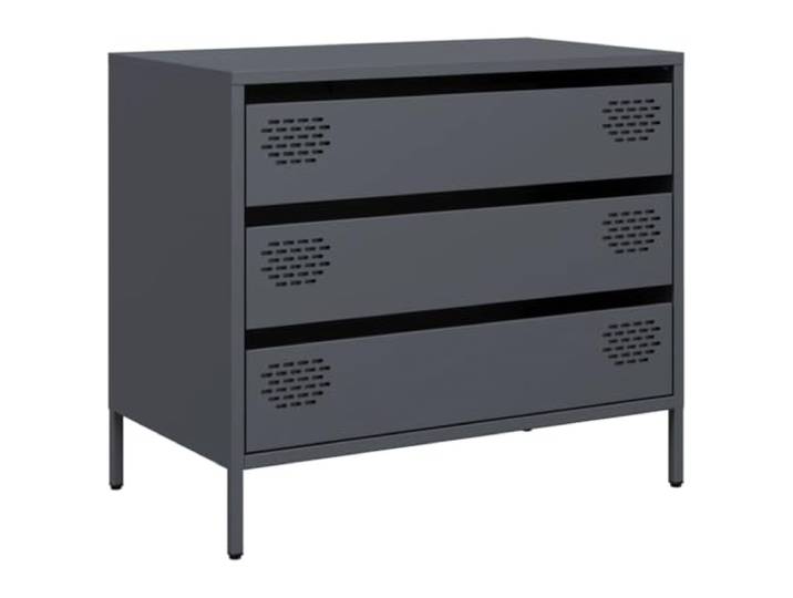Kaorsrow Sideboard Anthrazit 68x39x58,5 cm Metall Kommode Kompakter Beistellschrank aus Stahl mit 3 Schubladen für Wohnzimmer, Flur und Büro mit stabiler Konstruktion.