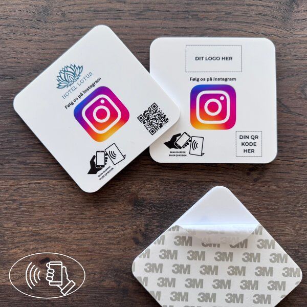 Securit Skilt M/chip Selvklæb Kvadrat, Eget Logo, Instagr.