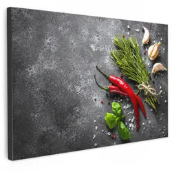 LEINWANDBILD Pfeffer - Kräuter - Gewürze - Beton Deko Schlafzimmer 30x20 cm