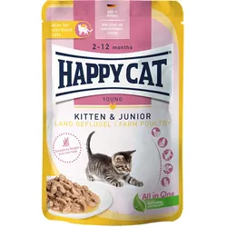 Happy Cat Pouch Young Kitten + Junior Land Geflügel 20x85 g