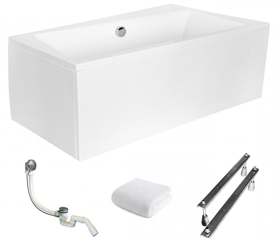 Aqua For You | Besco Badewanne Asymmetrisch Infinity Rechts - 160x100 Cm - Antibakteriell - mit Weiße Verkleidung - Eckbabewanne - Acryl