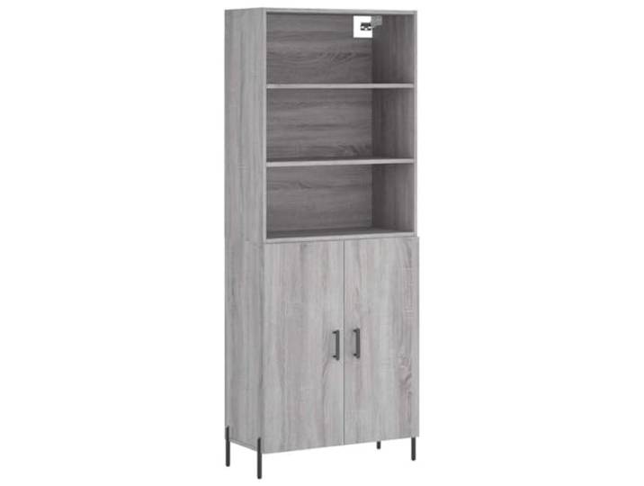 Kaorsrow Highboard Grau Sonoma 69,5x34x180 cm Holzwerkstoff Schrank Eleganter Aufbewahrungsschrank mit Metallfüßen und Stauraum für Wohnzimmer, Flur oder Esszimmer im modernen Grau Sonoma.