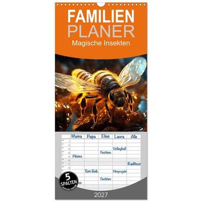 Familienplaner 2027 - Magische Insekten mit 5 Spalten (Wandkalender, 21 x 45 cm) CALVENDO