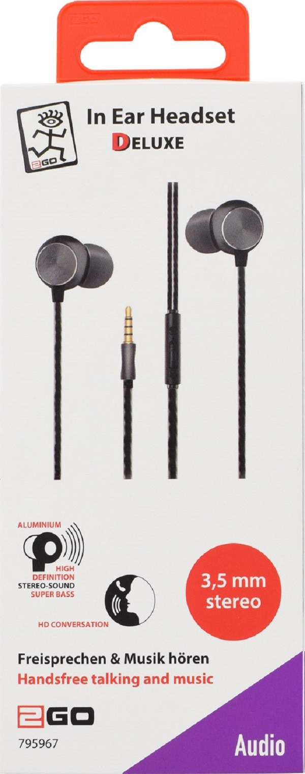 2GO In-Ear Stereo-Headset Deluxe zwart / antraciet