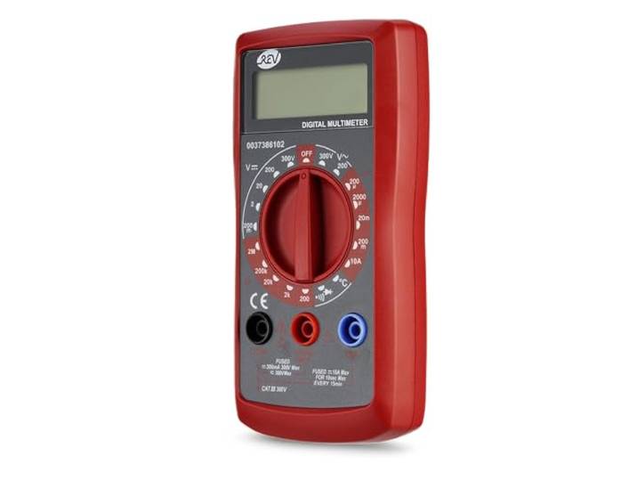 REV 0037386102 multimeter, temperatuursignaal-diode-polariteitstest, rood, 200µA - 10A