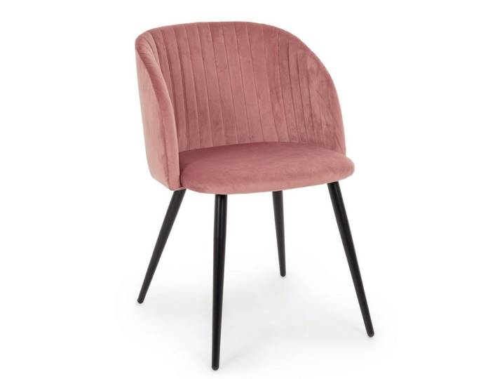 Ensemble de 4 chaises de salle à manger en fibres synthétiques, roses