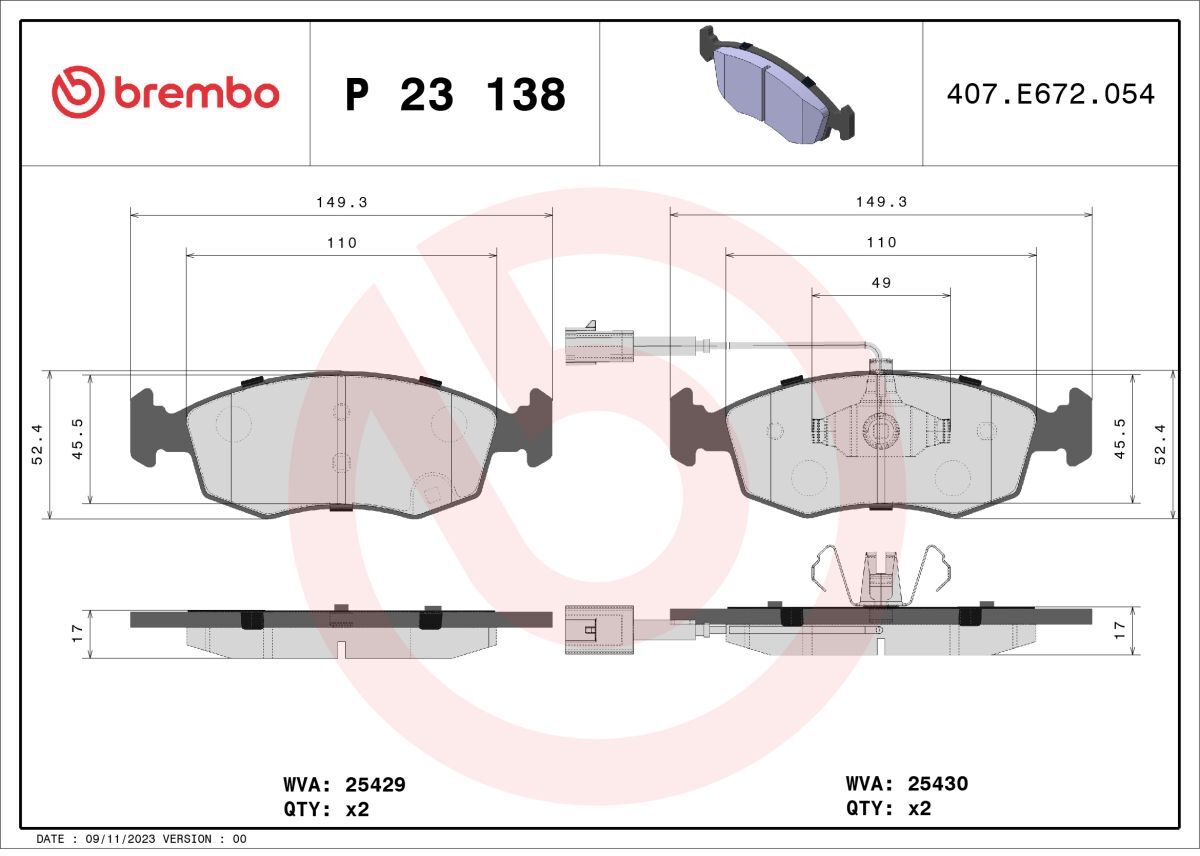 Bremsbelagsatz BREMBO P 23 138