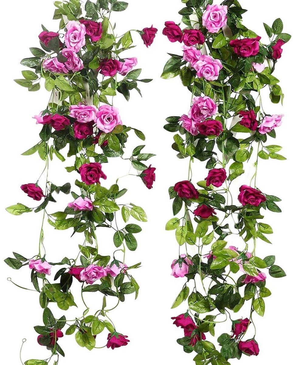 Dailygoods Kunstrozenslinger 240 cm - 2 Stuks - Tweekleurige Kunstbloemen voor Binnen en Buiten