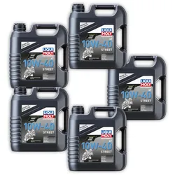 5x Motoröl LIQUI MOLY 1243 Motorbike 4T 10W-40 Street 4 Takt Motoröl Kanister 4 Lit