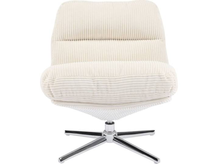 Fauteuil pivotant en velours cotelé beige - piètement chromé