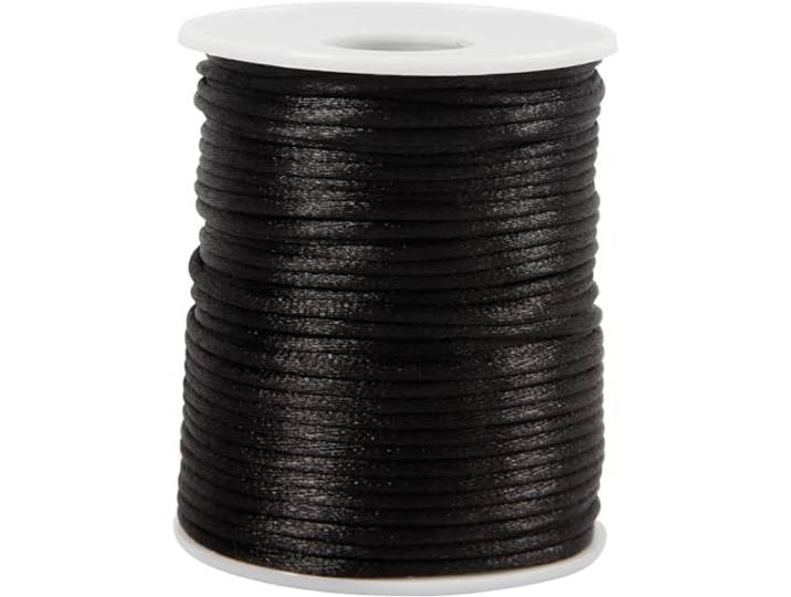 Satijnkoord, dikte 2 mm, zwart, 50m