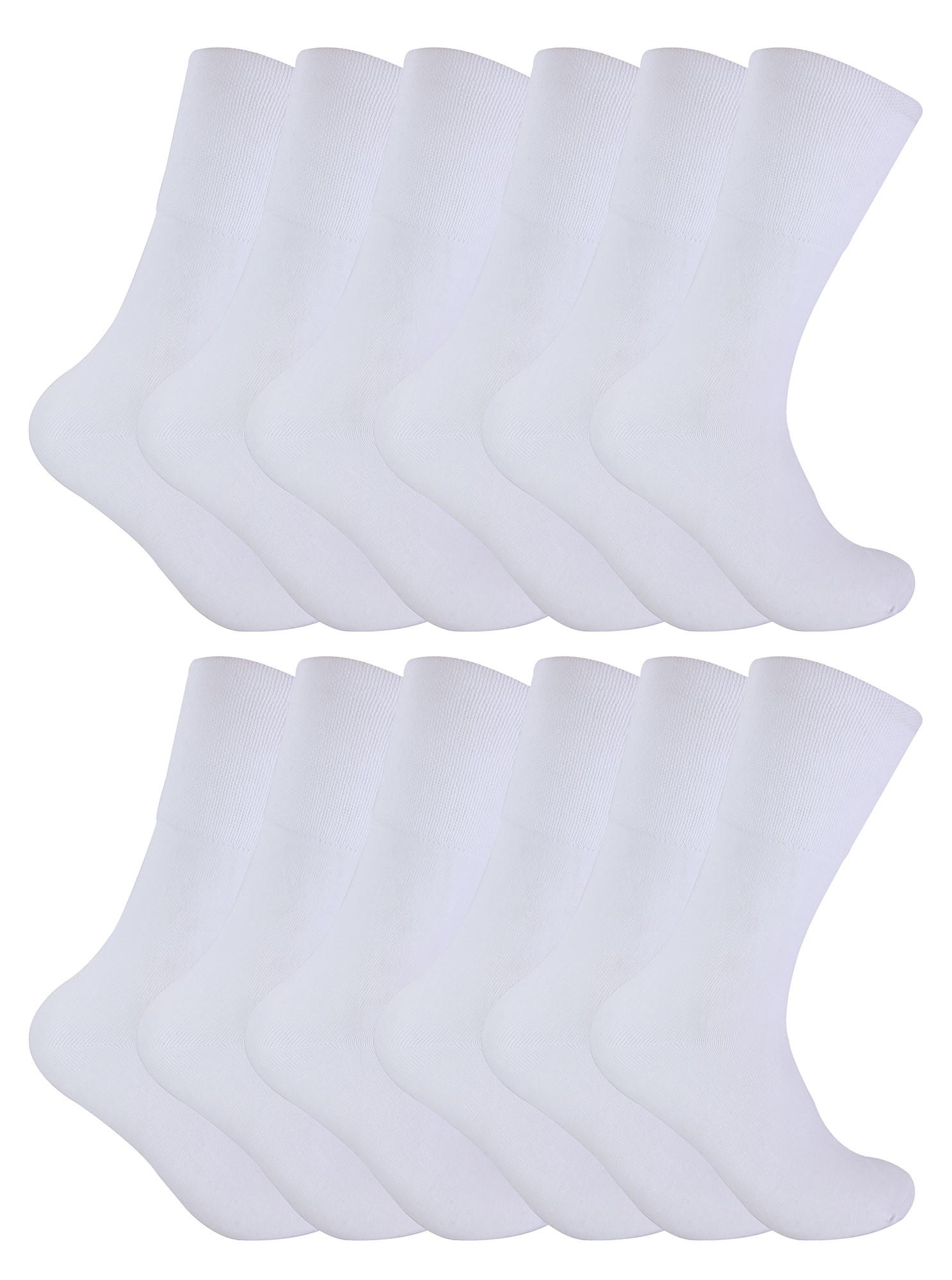 12 Paar Herren thermische diabetische Socken | Socken Snob | Nicht elastische extra breite diabetische Socken für schlechte Durchblutung - weiß