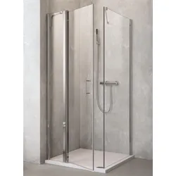 Profi  Line  Duschkabine  Eckeinstieg  Drehtür  mit  festem  Seitenteil  (L)  mit  Seitenteil  1000x900mm