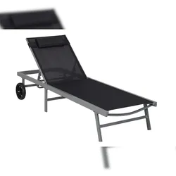 Merxx Tessin Liege Set 2tlg., 1 Liege, 1 Kopfkissen, Aluminium, Textil, Schwarz