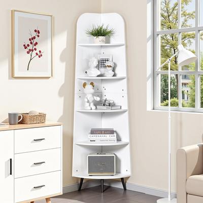 "67"" Tall 5-Tier Corner Bookcase with Adjustable Shelves E1 Particle Board Easy Clean for Living Room Bedroom Office"