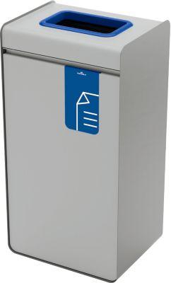 Wertstoffsammler Durable DURASORT®, Volumen 55 l, für Papier, farbiger Einwurf-Ring und Piktogramm, Inneneimer, Stahl und Kunststoff, blau-grau