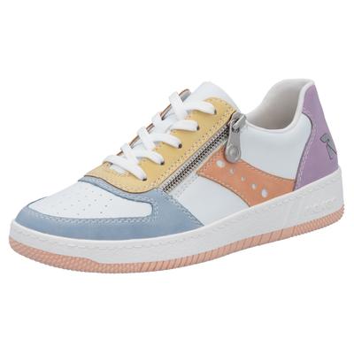 Sneaker RIEKER, Damen, Gr. 41, Textil, bunt (weiß bunt), Lederimitat, Schuhe Sneaker, in aktueller Farbkombination, Freizeitschuh, Halbschuh, Schnürschuh