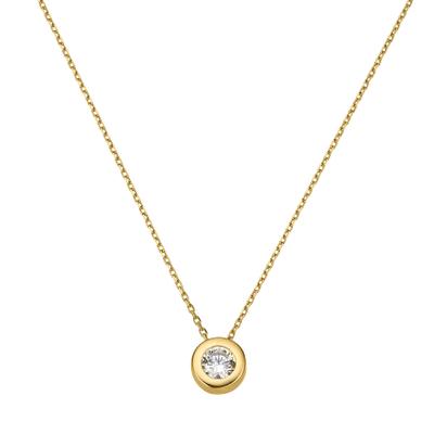 Kette mit Anhänger FIRETTI "Schmuck Geschenk Silber 925 Halsschmuck Anhänger Solitär", gold (gelbgoldfarben, kristallweiß), Halsketten, Damen, Gelbgold 333, L: 45 B: 1mm, mit Zirkonia (synth.), B:1mm