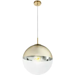Kugel Hängelampe gold Lampen Wohnzimmer hängend Pendelleuchte Glasschirm 1 Flammig, Metall klar, 1x E27, DxH 30x120cm