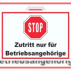 HB-Druck Stop Zutritt nur für Betriebsangehörige Schild A1 (594x841mm)