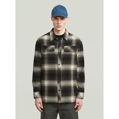 Langarmshirt G-STAR "GPO Overshirt", Herren, Gr. XS, asfalt arthur check, Obermaterial: 100% Baumwolle, Shirts Langarmshirt