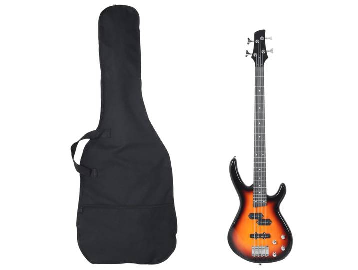 vidaXL E-Bass für Anfänger mit Tasche Braun und Schwarz 4/4 46