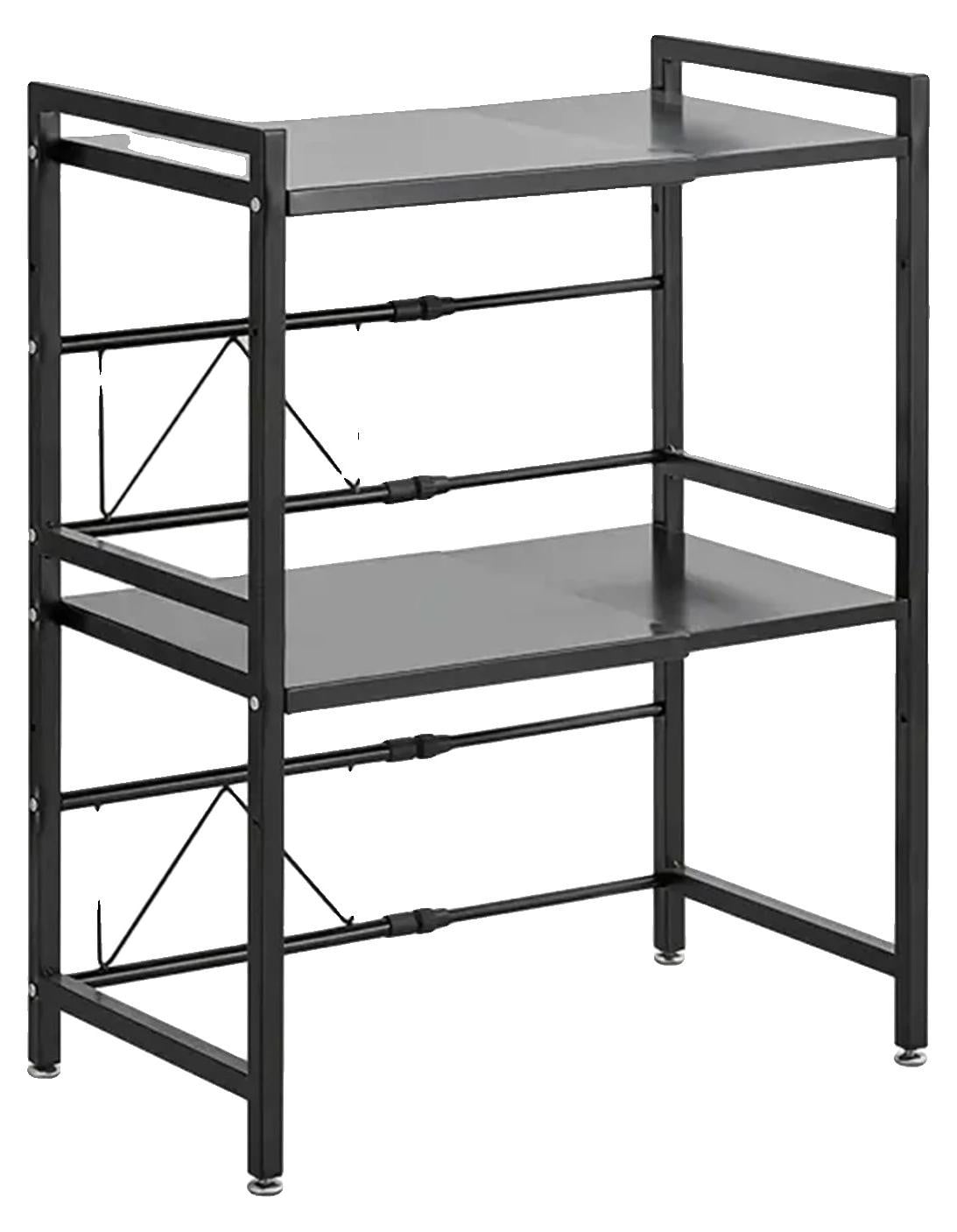 Magnetronplank voor de keuken, zwart, 2-laags, metalen uitbreidbaar en verstelbaar ontwerp