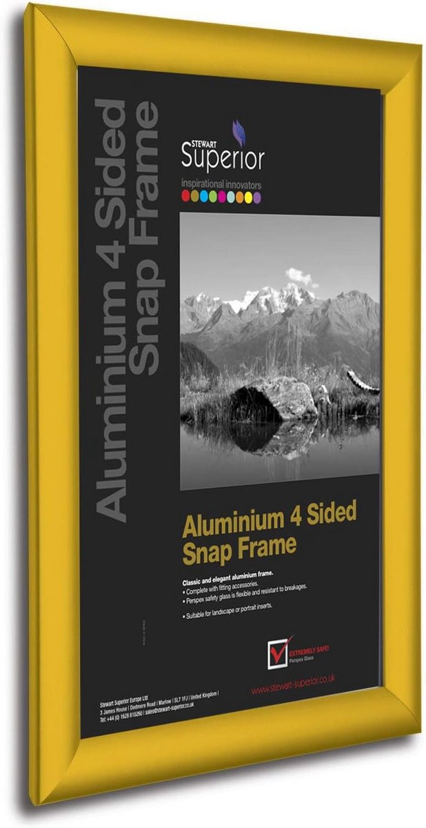 Aluminium A2 Poster Lijst 25mm Voorlader - Goud Gepoedercoat