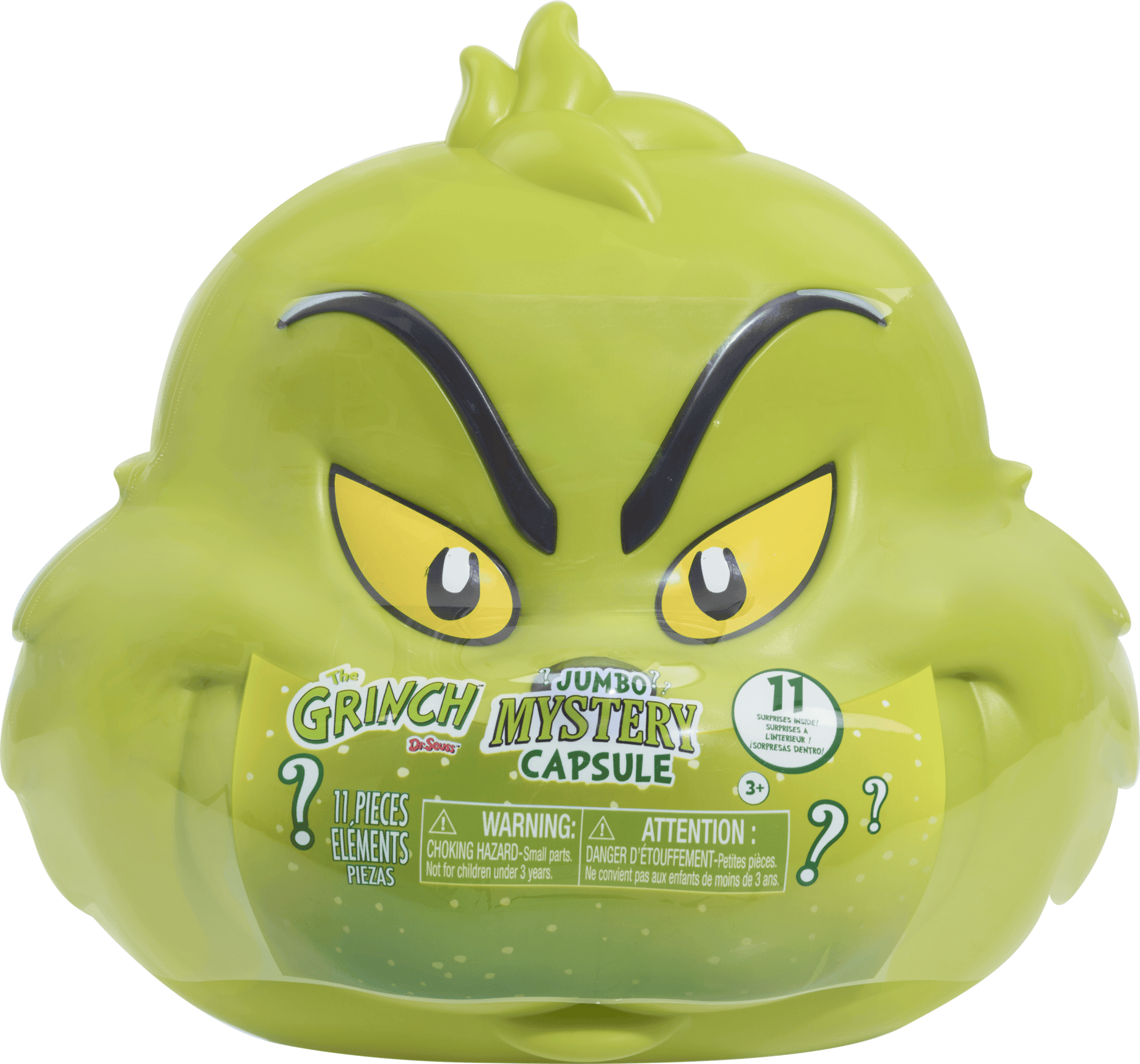 Just Play Dr. Seuss The Grinch Jumbo Mystery Capsule – 11 Surprises for Kids, Ages 3 and Up, Festive Fun, Reusable Capsule, Officially Licensed Dr. Seuss Toy