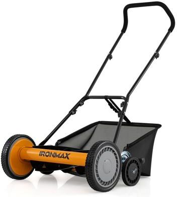 Costway 18 Inch Push Reel Lawn Mower 4-Position Adjustable with Removable Grass Catcher-Orange