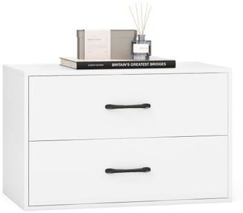 Costway 2-Drawer Stackable Horizontal Storage Cabinet Dresser Chest with Handles-White