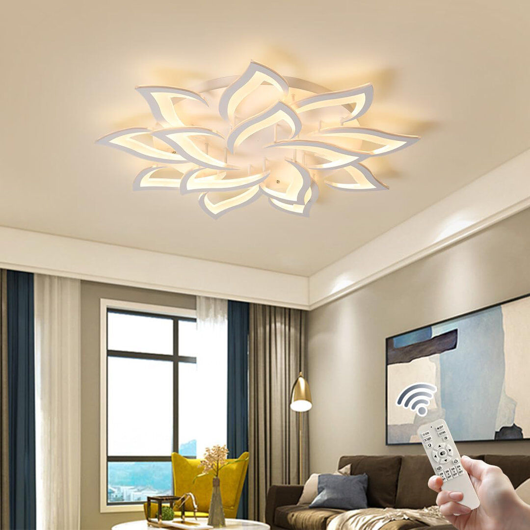 Blue Elephant Izzabella 14-Light 91.44cm Acrylic LED Flush Mount White 11cm H X 91.44cm W X 91.44cm D