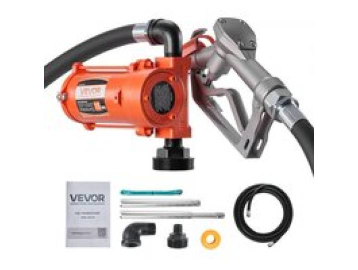 VEVOR Kraftstoffpumpe, 12 V DC, 57 L/min, Dieselpumpen-Set aus Gusseisen, mit manueller Düse, Förderschlauch, Überhitzungsschutz, Stromkabel, explosionsgeschützt, für Benzin, Diesel & Kerosin