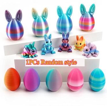 Inspire Essentials 3D Printed Easter Bunny Egg Ornament Cute Rabbit Desk Decor 12