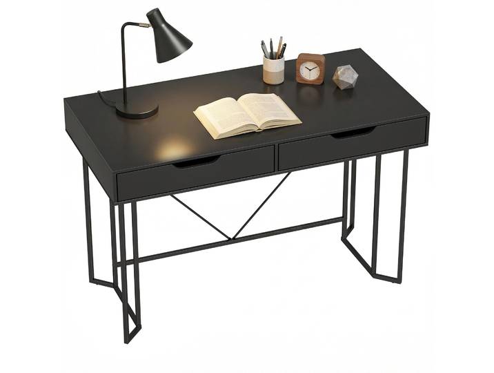 HOMCOM Computertisch mit 2 Schubladen, 120x60x77 cm, Schwarz