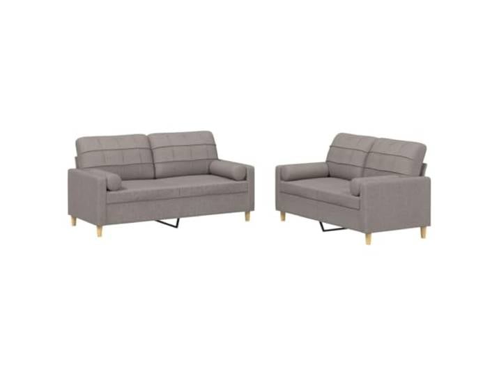 KUTYWEXFM 2-teiliges Sofa Set Couchgarnitur mit Kissen Taupe Bequemes Polstermöbel Set aus Stoff und Metall für Wohnzimmer oder Gästezimmer inklusive dichter Kissen