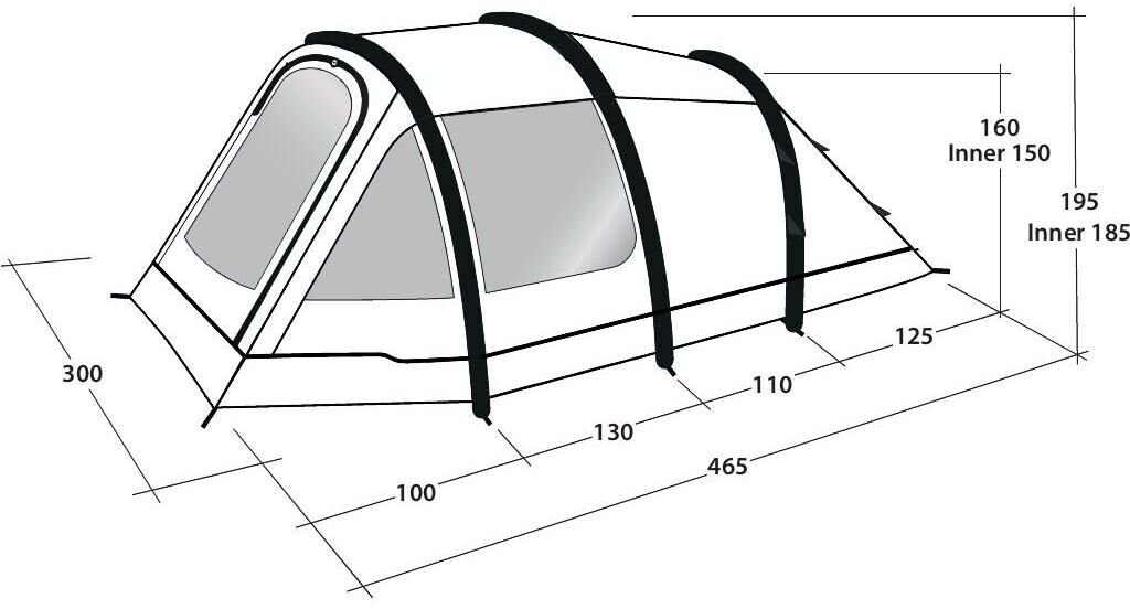 Tunnelzelt OUTWELL "Starhill 4A", grau, Zelte, B/H/L: 300cm x 195cm x 230cm, Tunnelzelt, B:300cm H:195cm L:230cm grau B/H/L: 300cm x 195cm x 230cm
